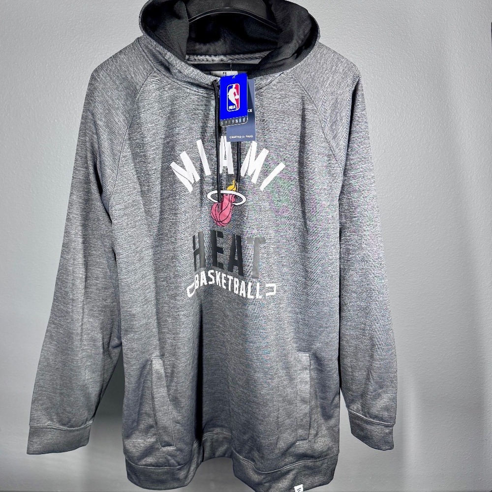 NWT‎ 2XT Men's NBA Fanatics Miami Heat Fleece Pullover Hoodie Heather Gray